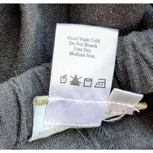 NEW Coldwater Creek Pants XL Black Linen Blend High Rise Drawstring Flowy Comfy - Picture 9 of 9